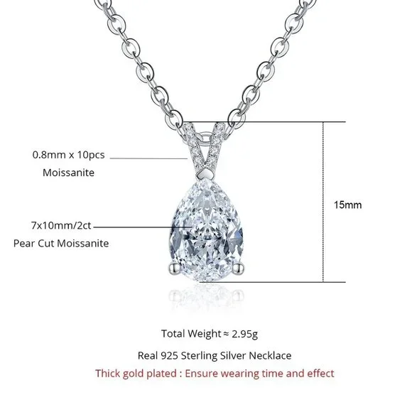 Certified 2ct. t.w. Moissanite Diamond Teardrop Necklace - Picture 4 of 14